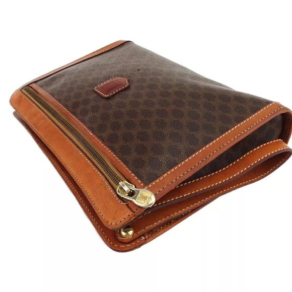 CELINE Clutch Bag Macadam Beige PVC x Leather Authentic USED T20587 - Picture 4 of 9